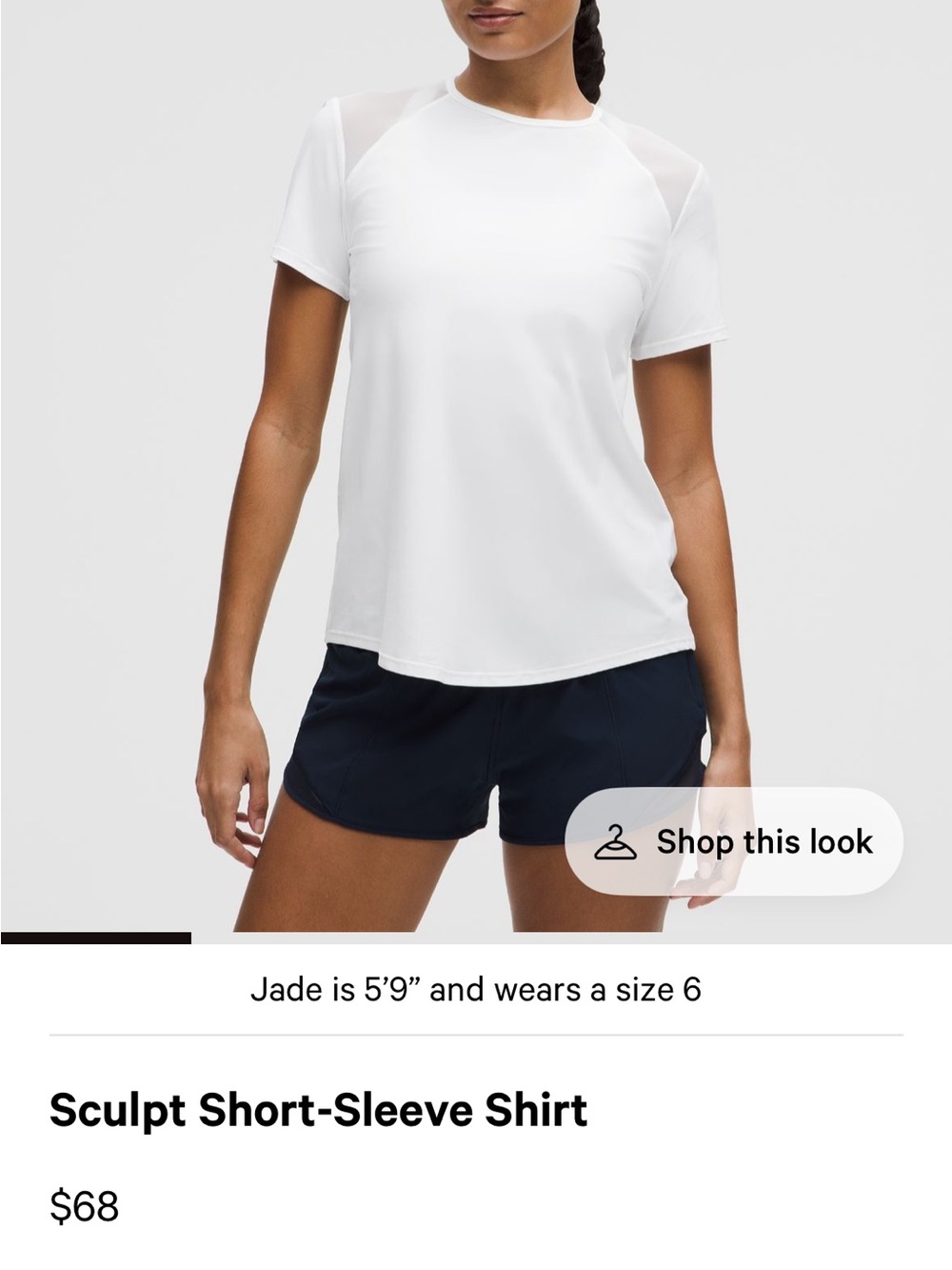 lululemon athletica White Sculpt Short-Sleeve Shirt